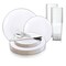 Smarty Had A Party White with Silver Rim Organic Round Disposable Plastic Wedding Value Set, 720PK 930WHSVS120 - alternate 1
